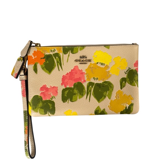 Coach Handbags - Coach Dreamy Florals Polished Pebble Leather Wristlet with Removable Strap